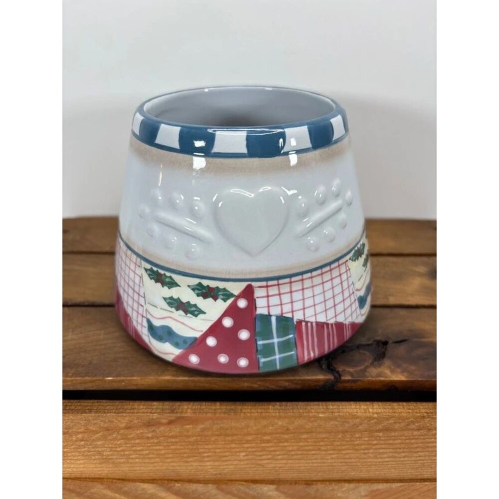 Home Interiors Ceramic Candle Shade Heartwarming Holiday Christmas Holly